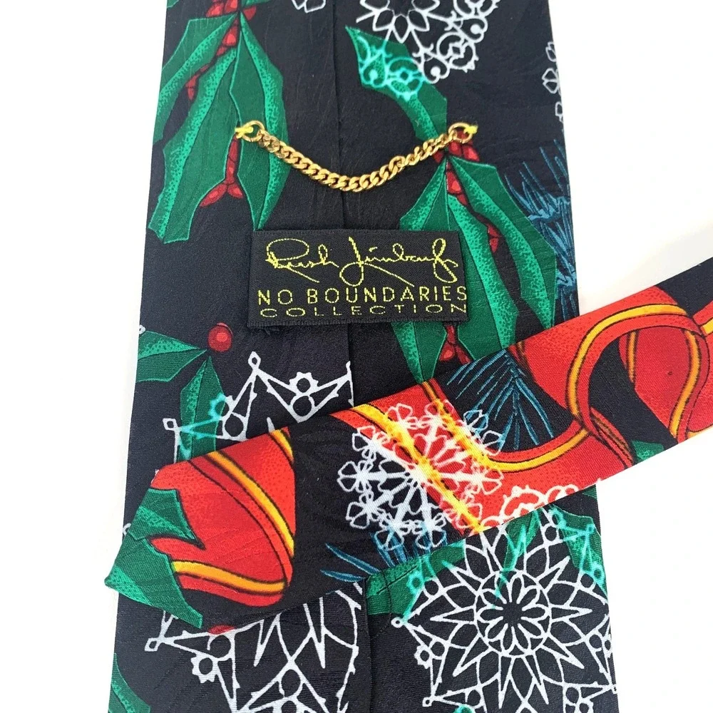 Rush Limbaugh No Boundaries Mens‎ Tie Green & Red Christmas Holiday 100% Silk
